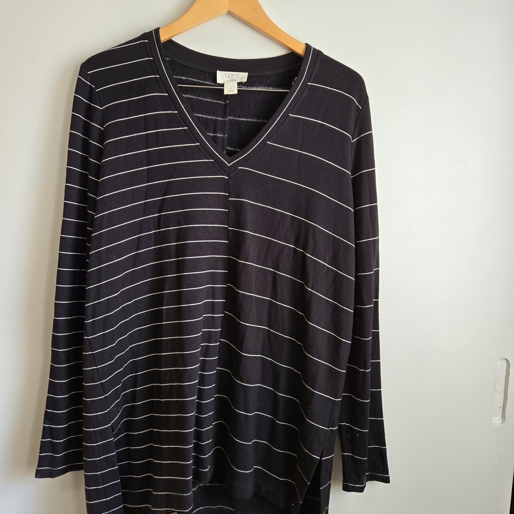 LOFT Black and White Lounge Tunic Top